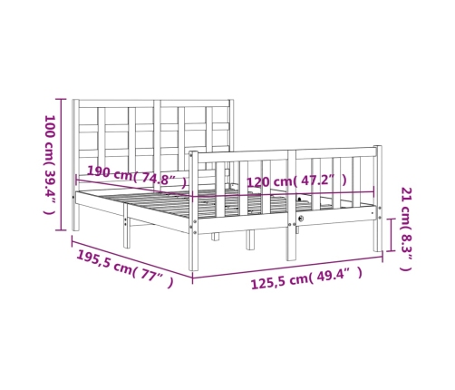 Estructura de cama de matrimonio con cabecero madera maciza