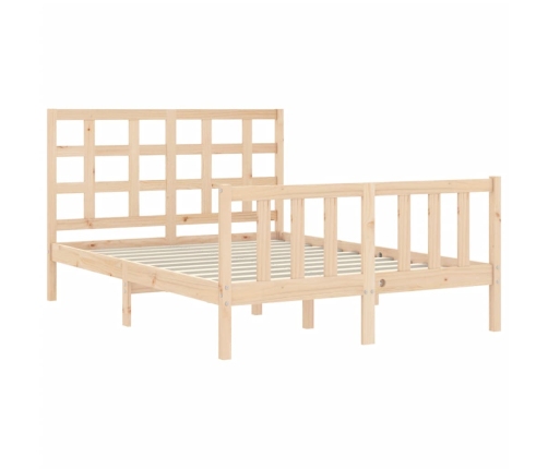 Estructura de cama de matrimonio con cabecero madera maciza