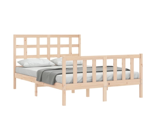 Estructura de cama sin colchón madera maciza de pino 140x190 cm