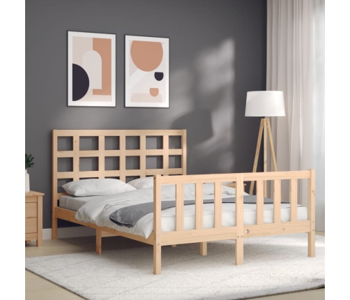 Estructura de cama sin colchón madera maciza de pino 140x190 cm