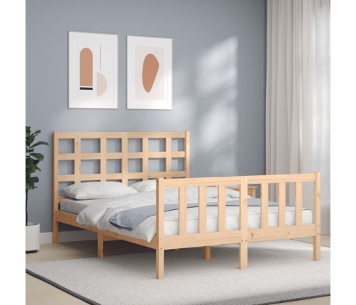 Estructura de cama sin colchón madera maciza de pino 140x190 cm