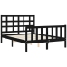 vidaXL Estructura de cama con cabecero madera maciza negro 140x190 cm