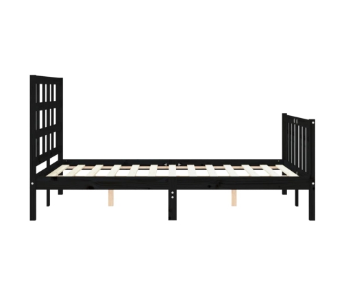 vidaXL Estructura de cama con cabecero madera maciza negro 140x190 cm