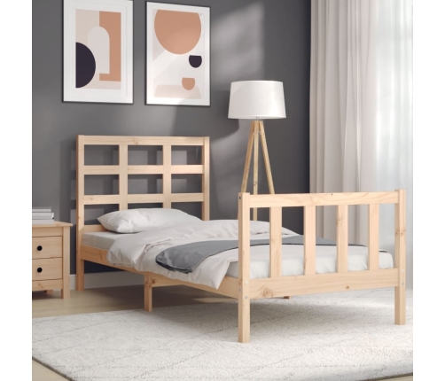 Estructura de cama sin colchón madera maciza de pino 90x200 cm