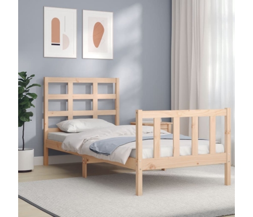 Estructura de cama sin colchón madera maciza de pino 90x200 cm