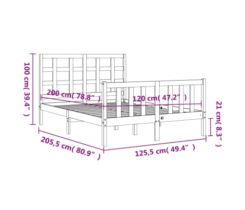 Estructura de cama sin colchón madera de pino blanca 120x200 cm