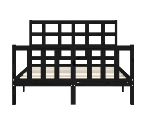 Estructura de cama con cabecero madera maciza negro 140x200 cm