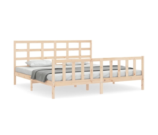 Estructura de cama de matrimonio con cabecero madera maciza