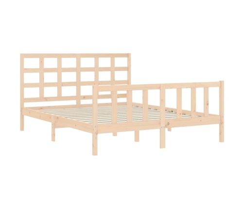 Estructura de cama de matrimonio con cabecero madera maciza