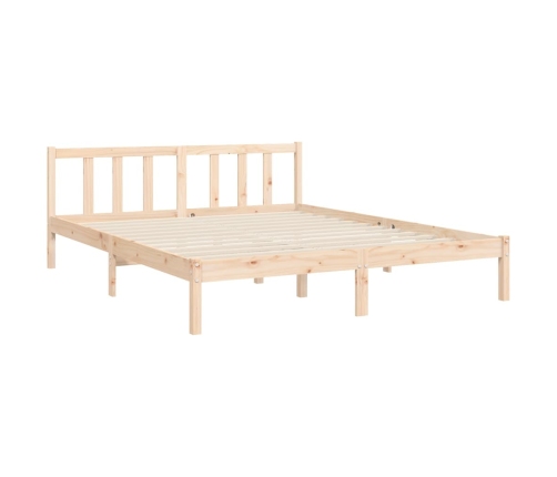 Estructura de cama de matrimonio con cabecero madera maciza