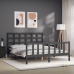 Estructura de cama matrimonio con cabecero madera maciza gris