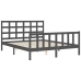 Estructura de cama matrimonio con cabecero madera maciza gris