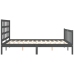 Estructura de cama matrimonio con cabecero madera maciza gris