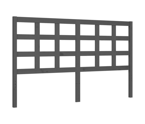 Estructura de cama matrimonio con cabecero madera maciza gris