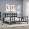 Estructura de cama matrimonio con cabecero madera maciza gris