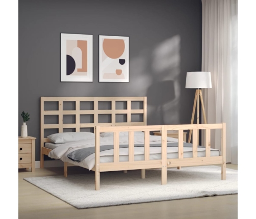 Estructura de cama sin colchón madera maciza de pino 160x200 cm