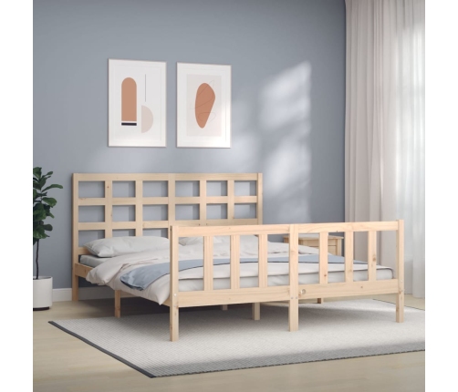 Estructura de cama sin colchón madera maciza de pino 160x200 cm