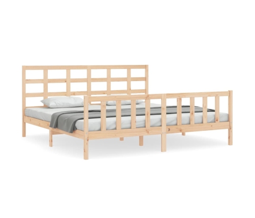 Estructura de cama con cabecero madera maciza 180x200 cm