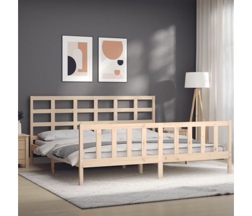 Estructura de cama con cabecero madera maciza 180x200 cm