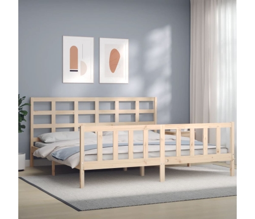 Estructura de cama con cabecero madera maciza 180x200 cm