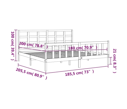 Estructura de cama con cabecero madera maciza blanco 180x200 cm