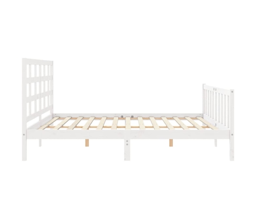 Estructura de cama con cabecero madera maciza blanco 180x200 cm