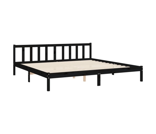 Estructura de cama con cabecero madera maciza negro 180x200 cm