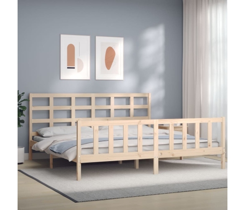 Estructura de cama sin colchón madera maciza de pino 200x200 cm