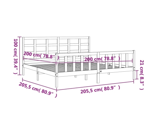 Estructura de cama sin colchón madera maciza blanca 200x200 cm