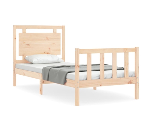 Estructura de cama individual con cabecero madera maciza