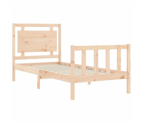 Estructura de cama individual con cabecero madera maciza