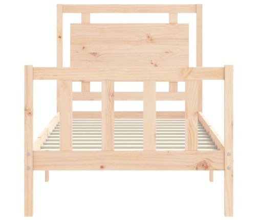 Estructura de cama individual con cabecero madera maciza