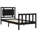 Estructura de cama con cabecero madera maciza negro 90x190 cm