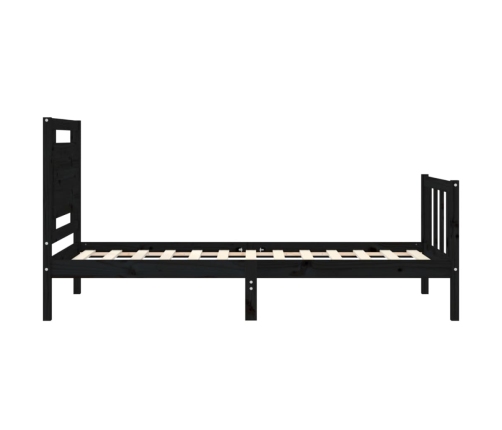 Estructura de cama con cabecero madera maciza negro 90x190 cm