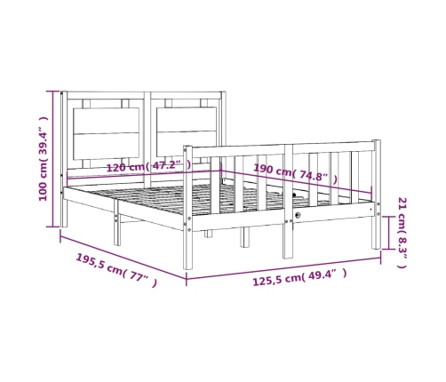 Estructura de cama de matrimonio con cabecero madera maciza