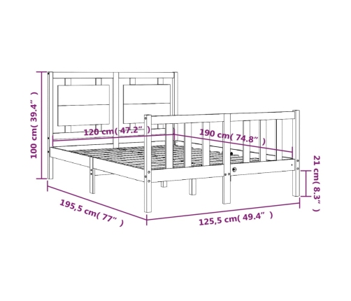 Estructura cama de matrimonio con cabecero madera maciza blanco