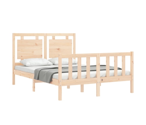 Estructura de cama de matrimonio con cabecero madera maciza