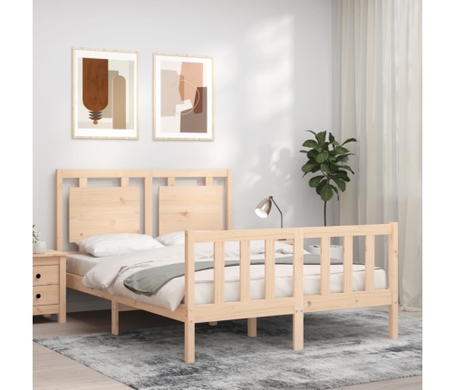 Estructura de cama sin colchón madera maciza de pino 140x190 cm