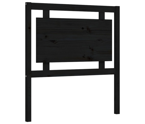 Estructura de cama con cabecero madera maciza negro 90x200 cm