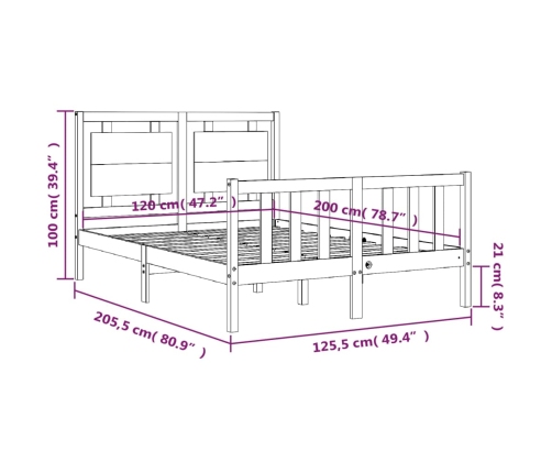 Estructura de cama sin colchón madera de pino blanca 120x200 cm