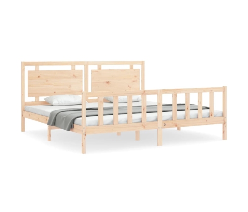 Estructura de cama con cabecero madera maciza 180x200 cm