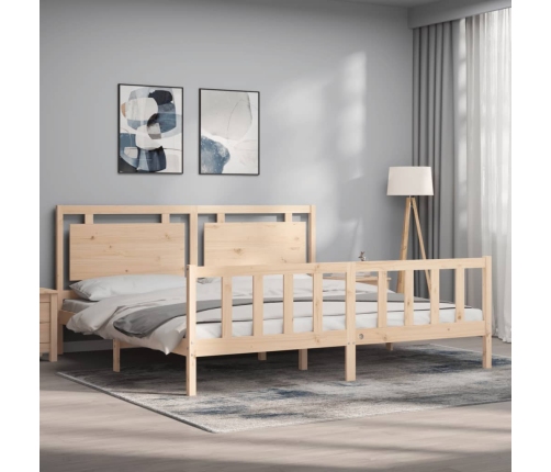 Estructura de cama con cabecero madera maciza 180x200 cm