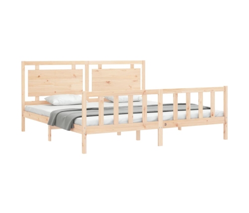 Estructura de cama con cabecero madera maciza 180x200 cm