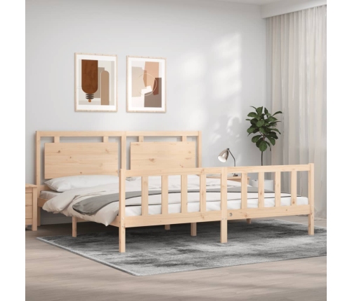 Estructura de cama con cabecero madera maciza 180x200 cm