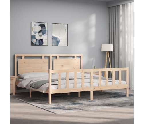 Estructura de cama sin colchón madera maciza de pino 200x200 cm