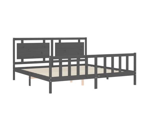 Estructura de cama con cabecero madera maciza gris 200x200 cm