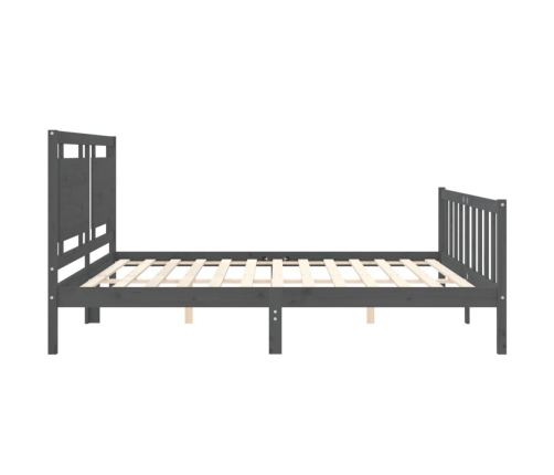 Estructura de cama con cabecero madera maciza gris 200x200 cm