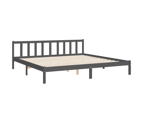 Estructura de cama con cabecero madera maciza gris 200x200 cm