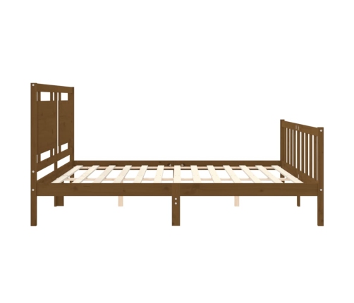 Estructura cama y cabecero madera maciza marrón miel 200x200 cm