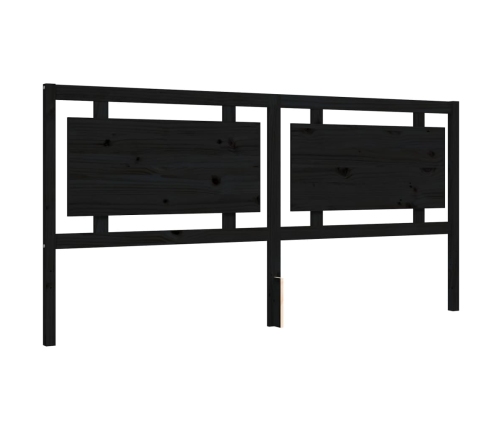 Estructura de cama con cabecero madera maciza negro 200x200 cm